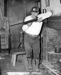 Babe Ruth in his hunting lodge