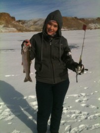 The wifey's first ice fishing trip.